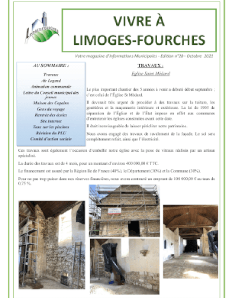 Couverture Vivre à Limoges-FourchesN°28 - Octobre 2021